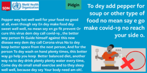 WHO myth-busting Covid19 banners in Nigerian Pidgin
